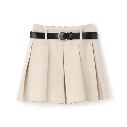 【磨毛】帶腰帶百褶裙