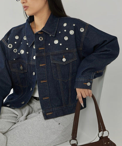 金屬孔眼牛仔夾克