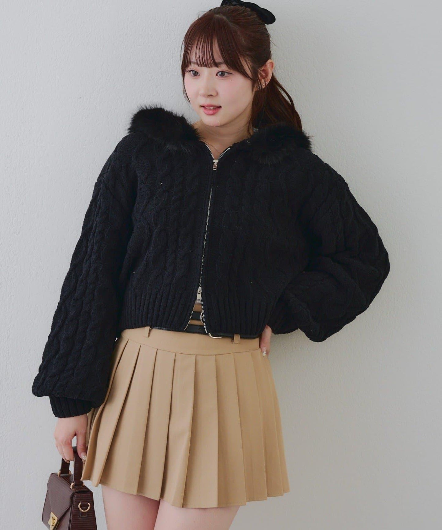 棉花糖觸感麻花絨連帽外套