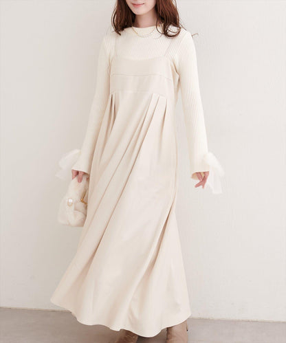 褶皺吊帶連衣裙