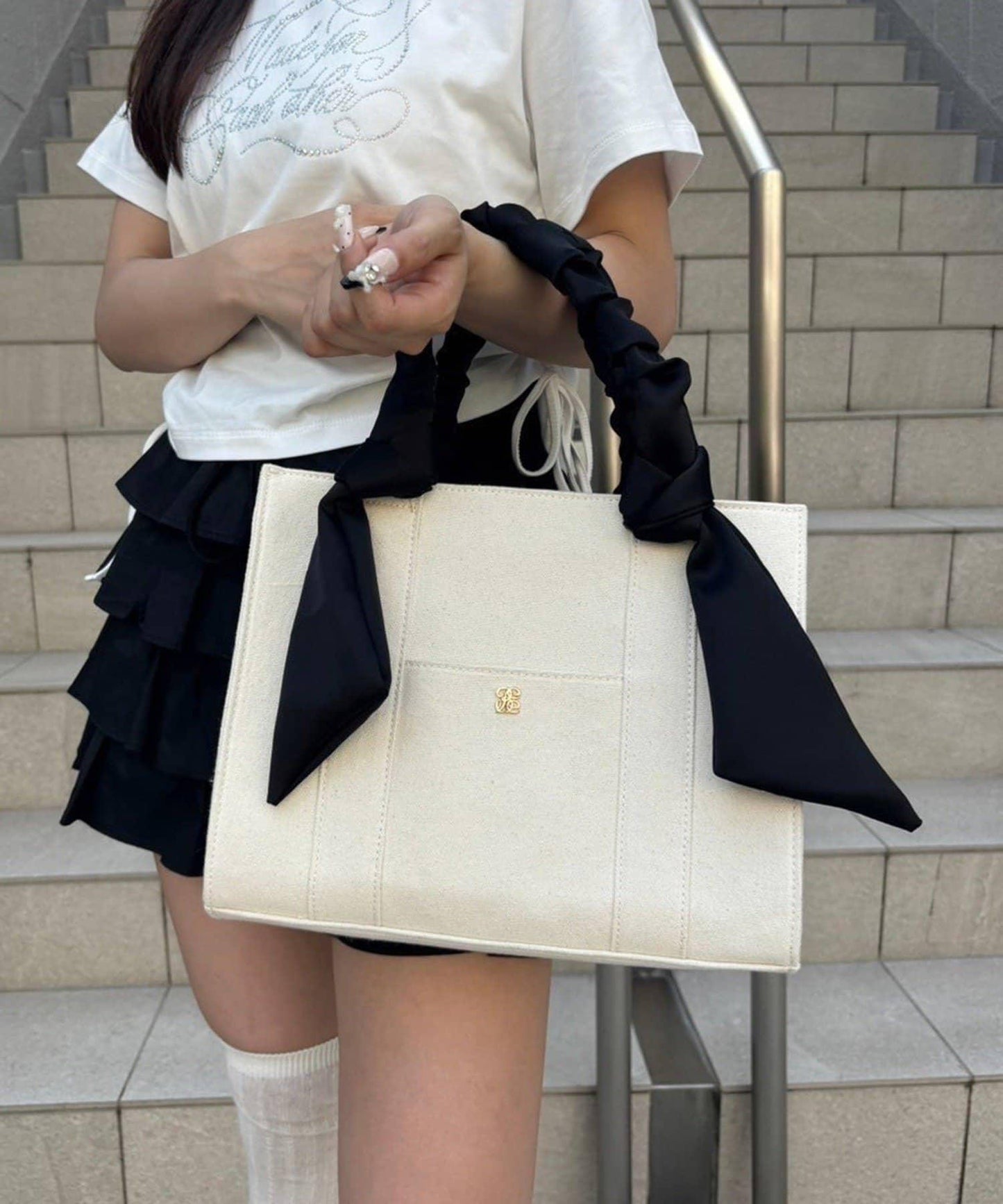 褶皺手柄迷你托特包