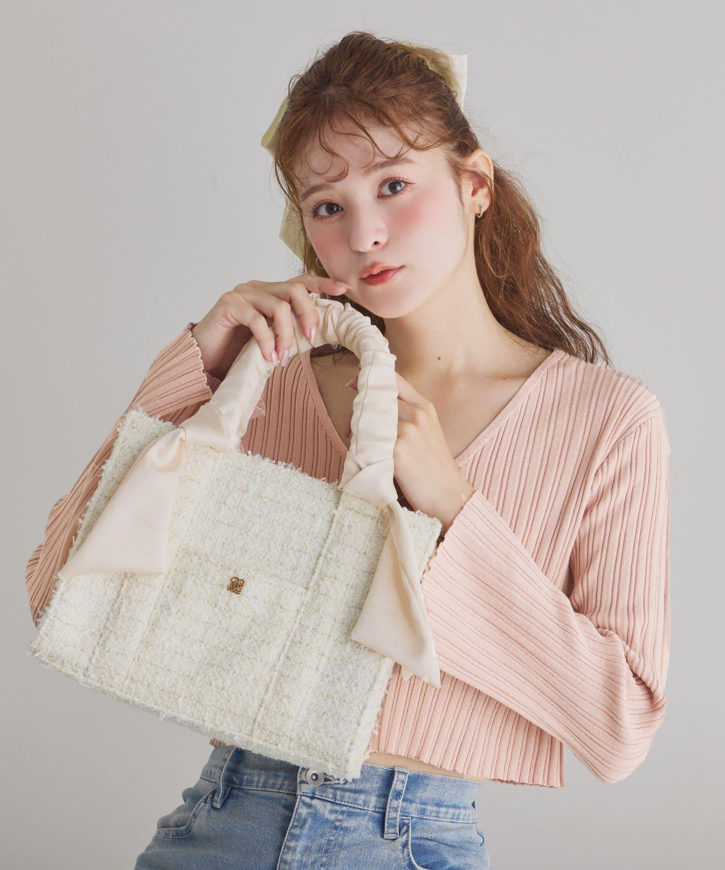 褶皺手柄迷你托特包