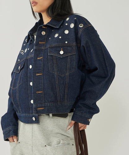 金屬孔眼牛仔夾克