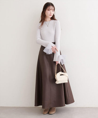 袖口網紗蝴蝶結針織衫