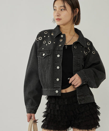 金屬孔眼牛仔夾克