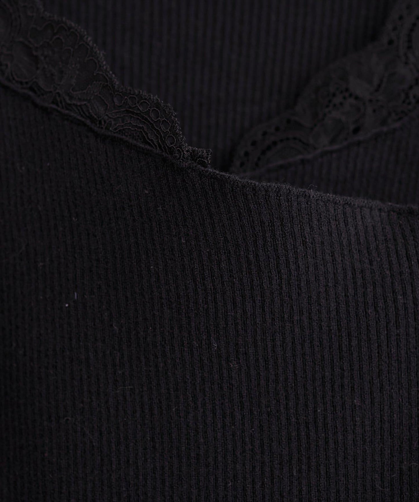 不對稱蕾絲領口羅紋針織套頭衫