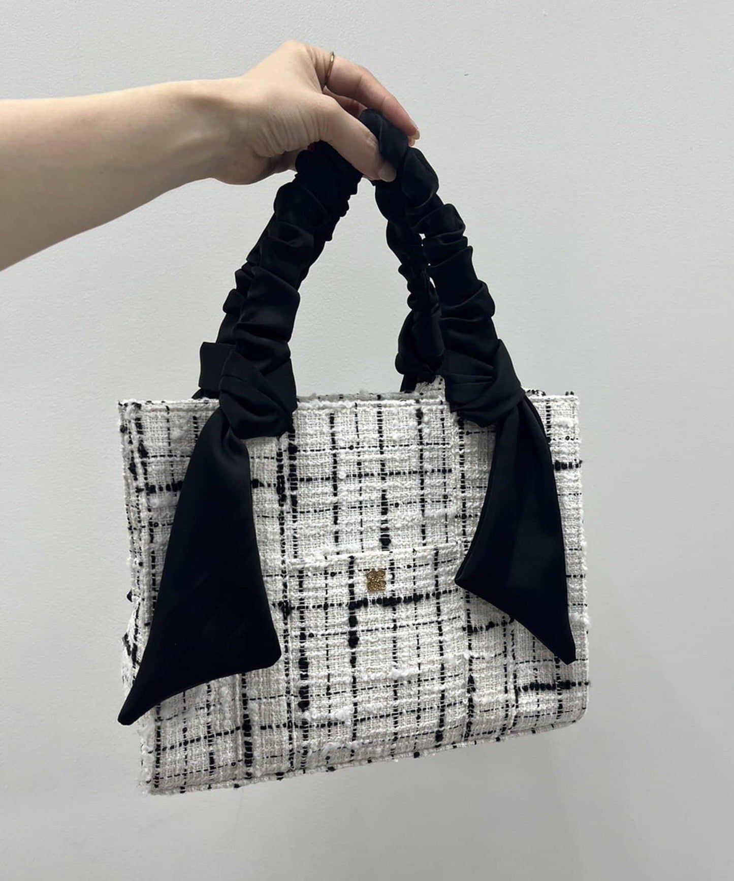 褶皺手柄迷你托特包