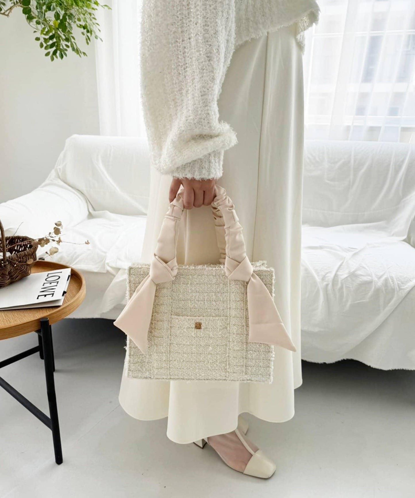 褶皺手柄迷你托特包