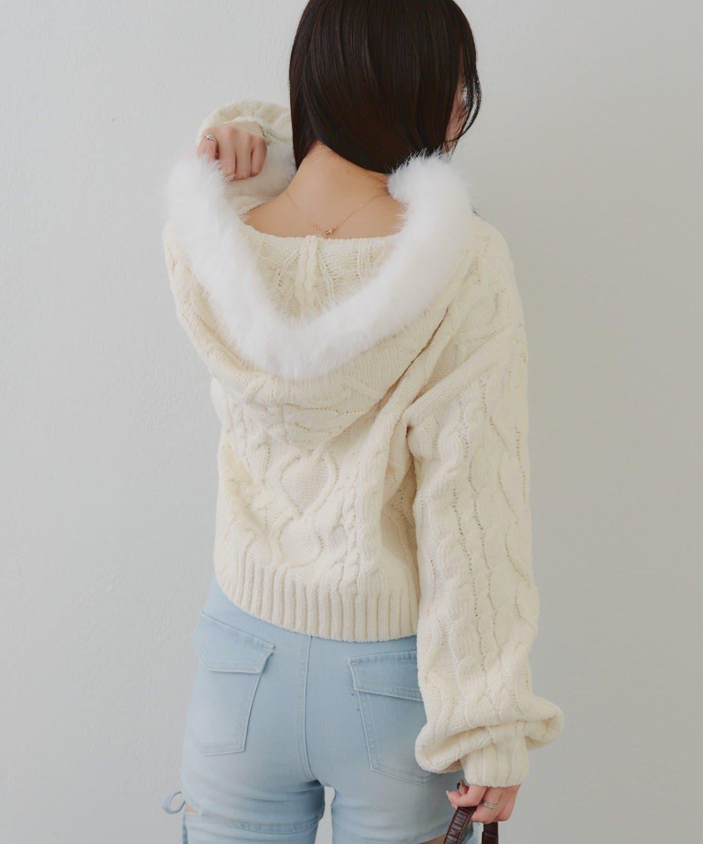 棉花糖觸感麻花絨連帽外套