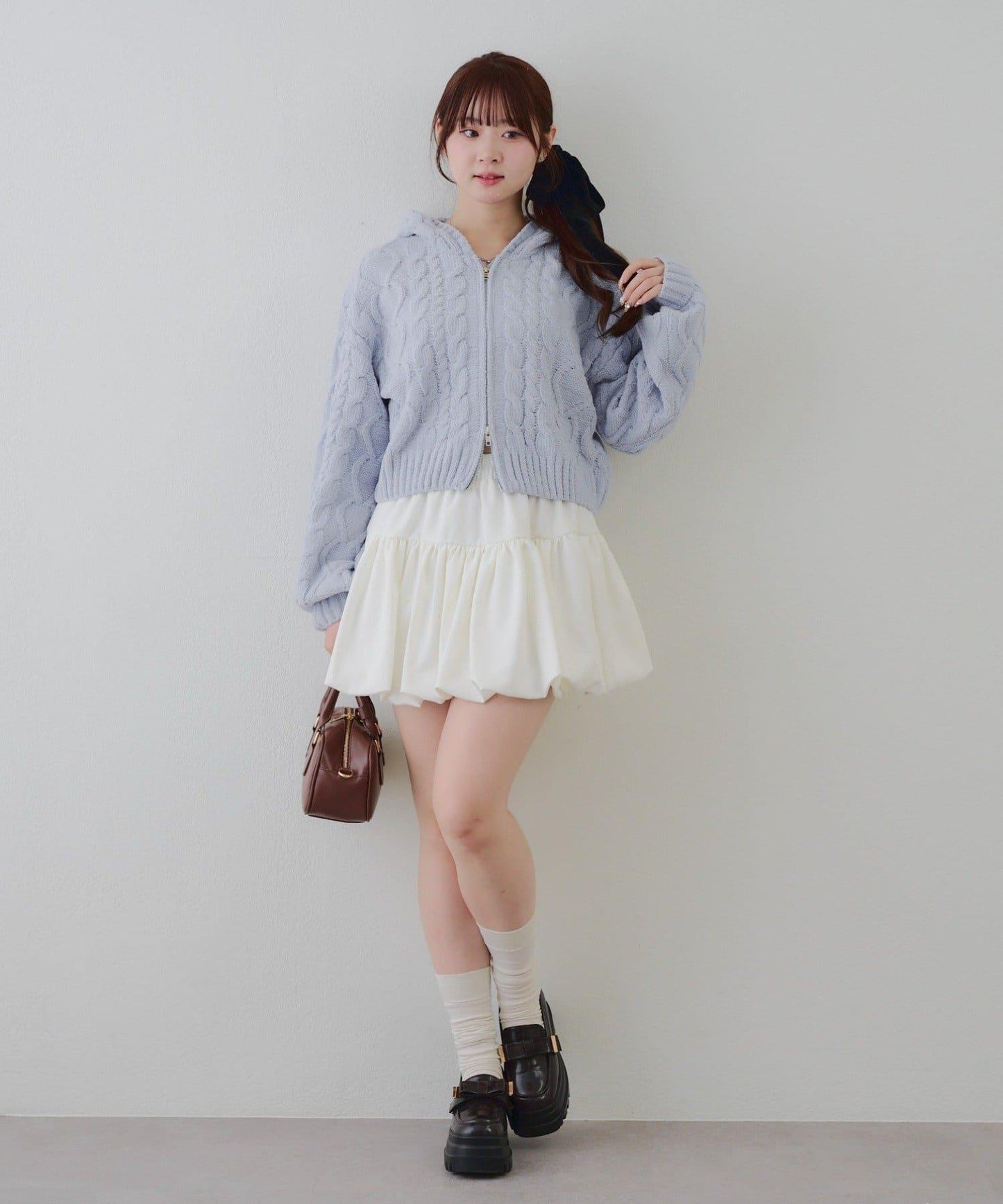 棉花糖觸感麻花絨連帽外套