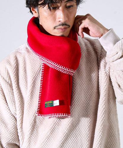 【GLOSTER聯名】【TWEEDMILL】毯縫拼接羊羔絨圍巾