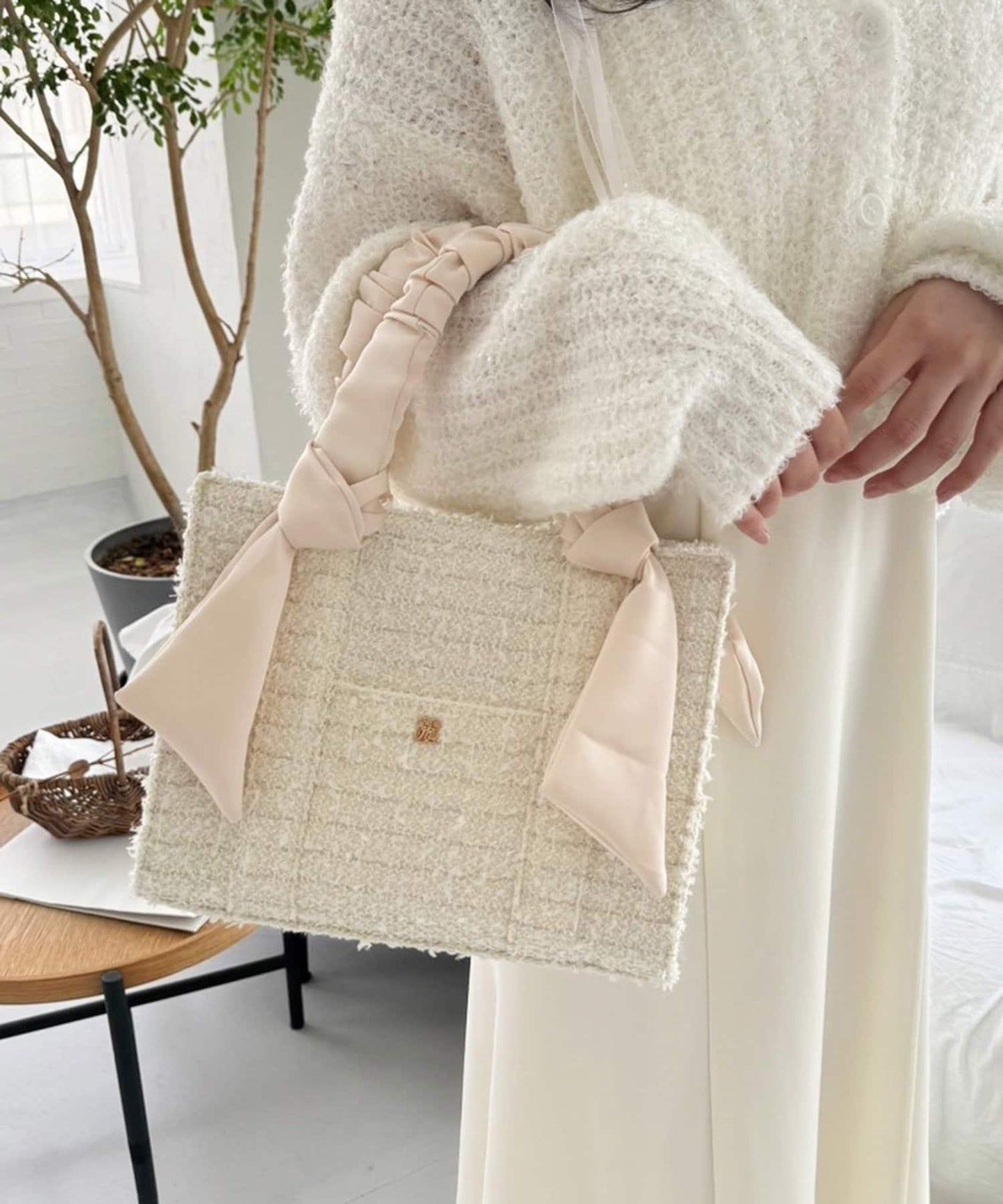 褶皺手柄迷你托特包