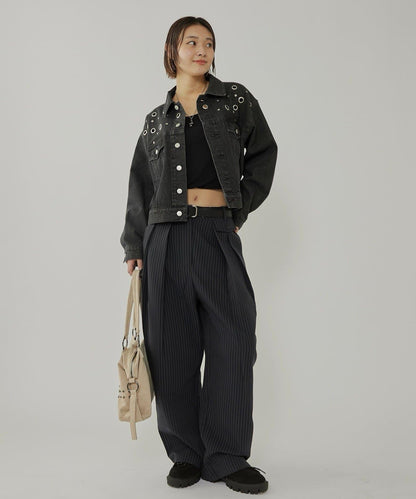 金屬孔眼牛仔夾克