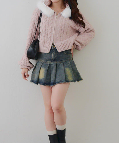 棉花糖觸感麻花絨連帽外套