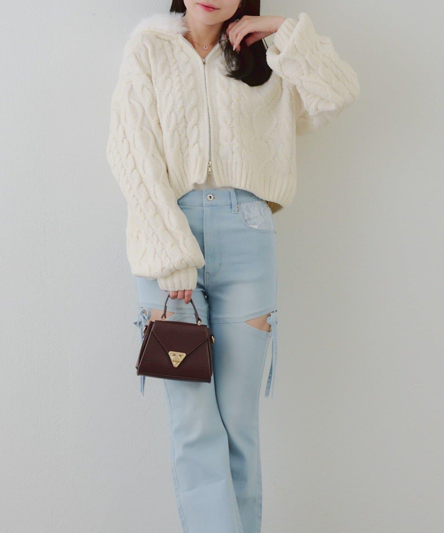 棉花糖觸感麻花絨連帽外套