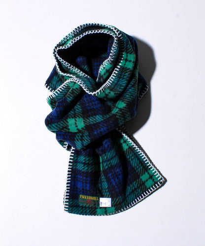 【GLOSTER聯名】【TWEEDMILL】毯縫拼接羊羔絨圍巾