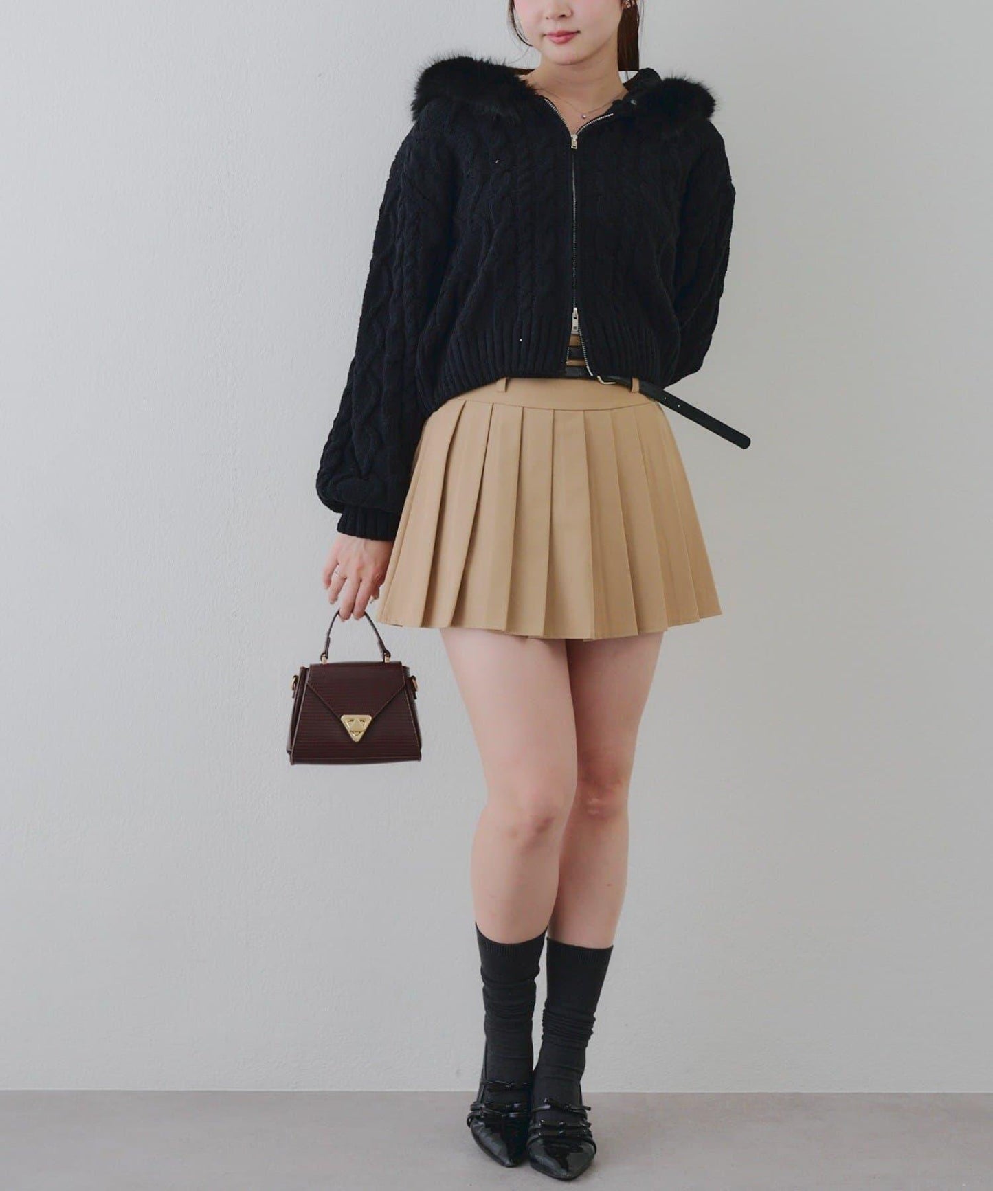 棉花糖觸感麻花絨連帽外套