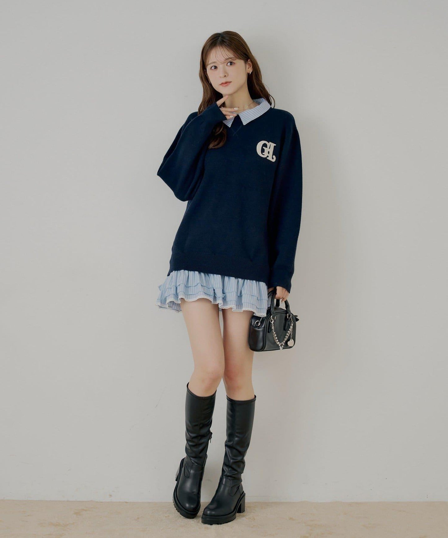 多穿法襯衫疊穿針織連衣裙