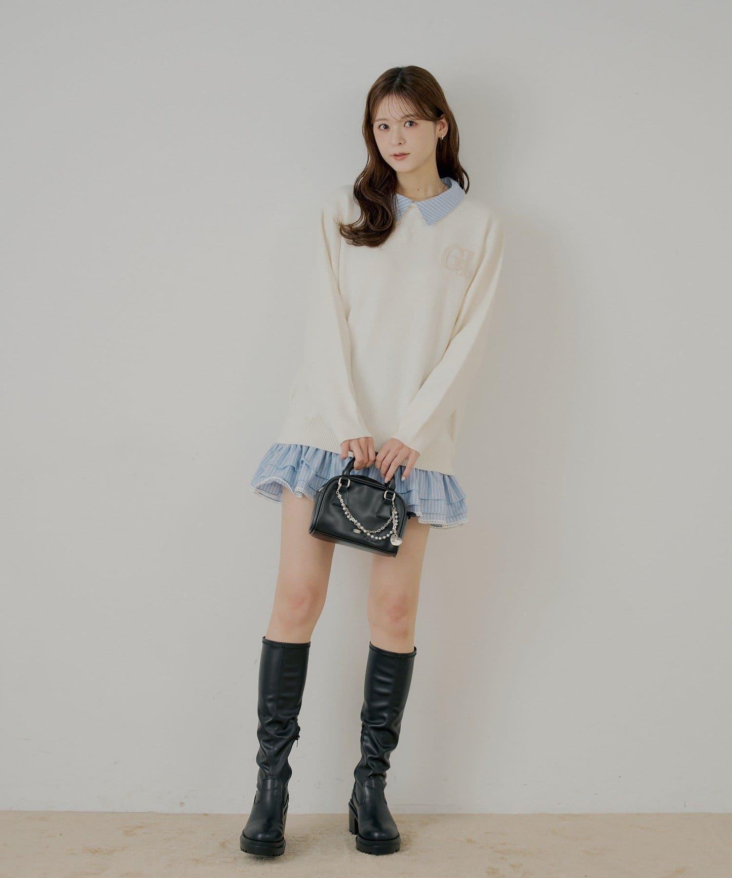 多穿法襯衫疊穿針織連衣裙