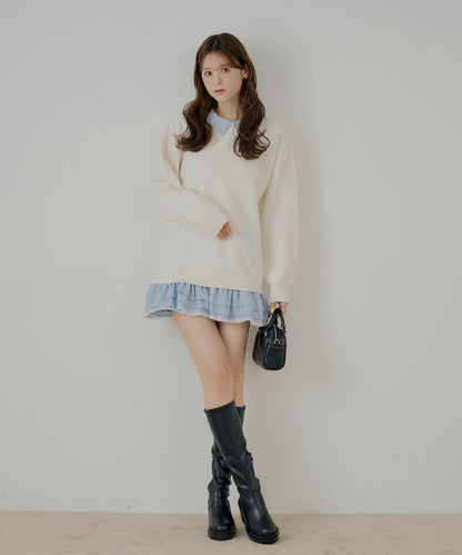 多穿法襯衫疊穿針織連衣裙