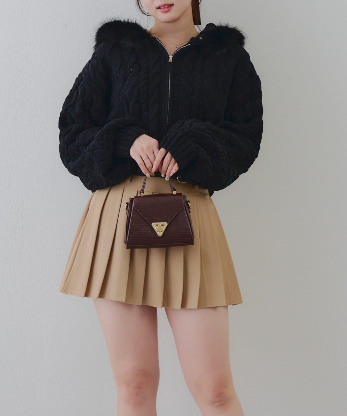 棉花糖觸感麻花絨連帽外套