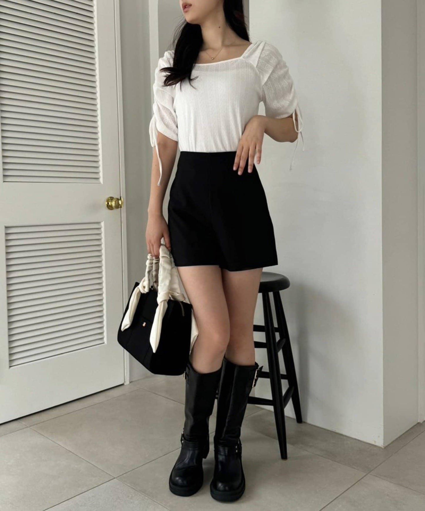 褶皺手柄迷你托特包