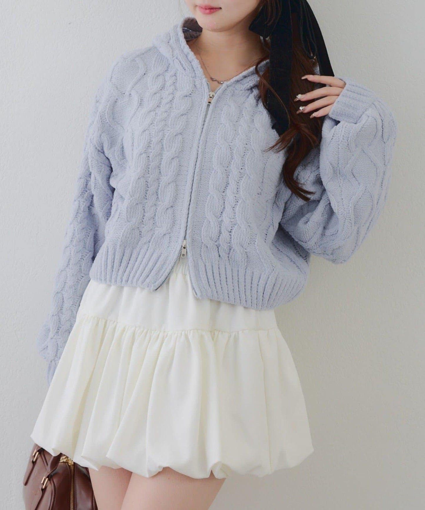 棉花糖觸感麻花絨連帽外套