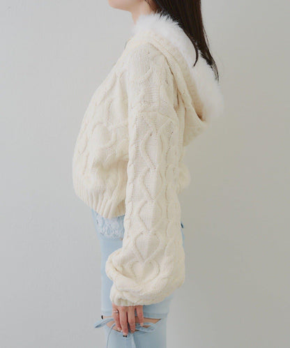 棉花糖觸感麻花絨連帽外套