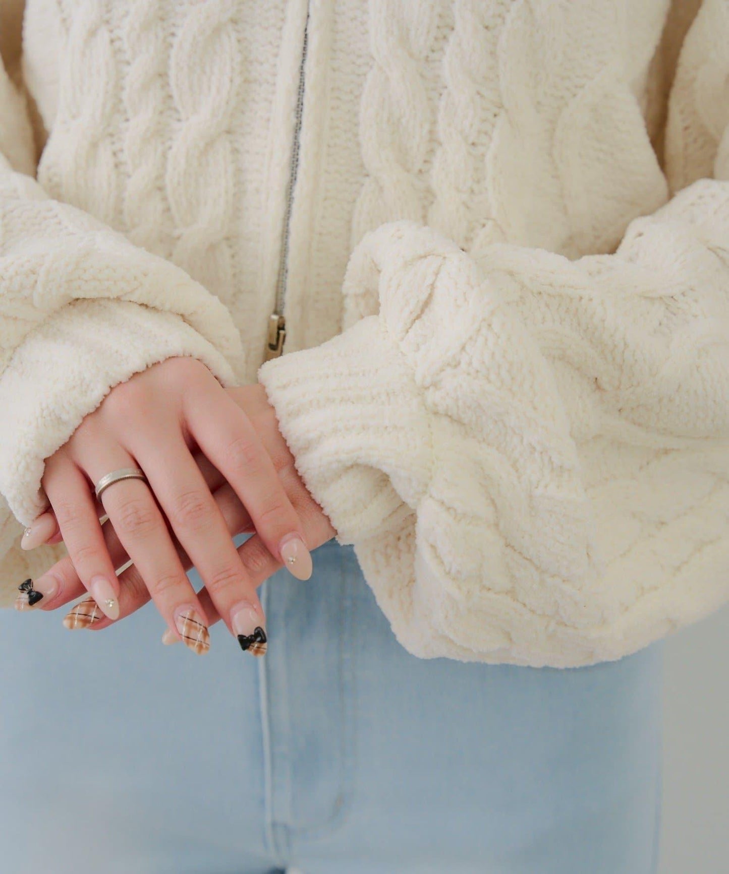 棉花糖觸感麻花絨連帽外套