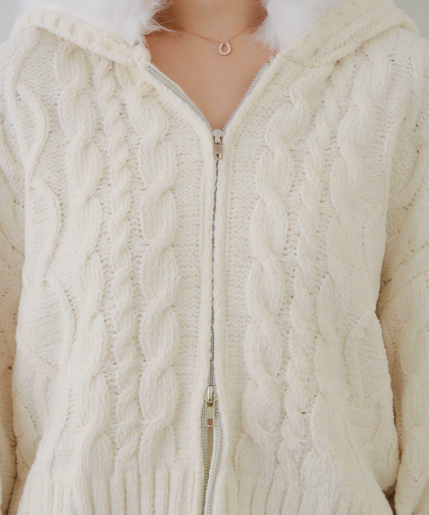 棉花糖觸感麻花絨連帽外套