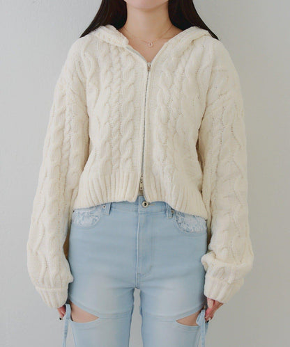 棉花糖觸感麻花絨連帽外套