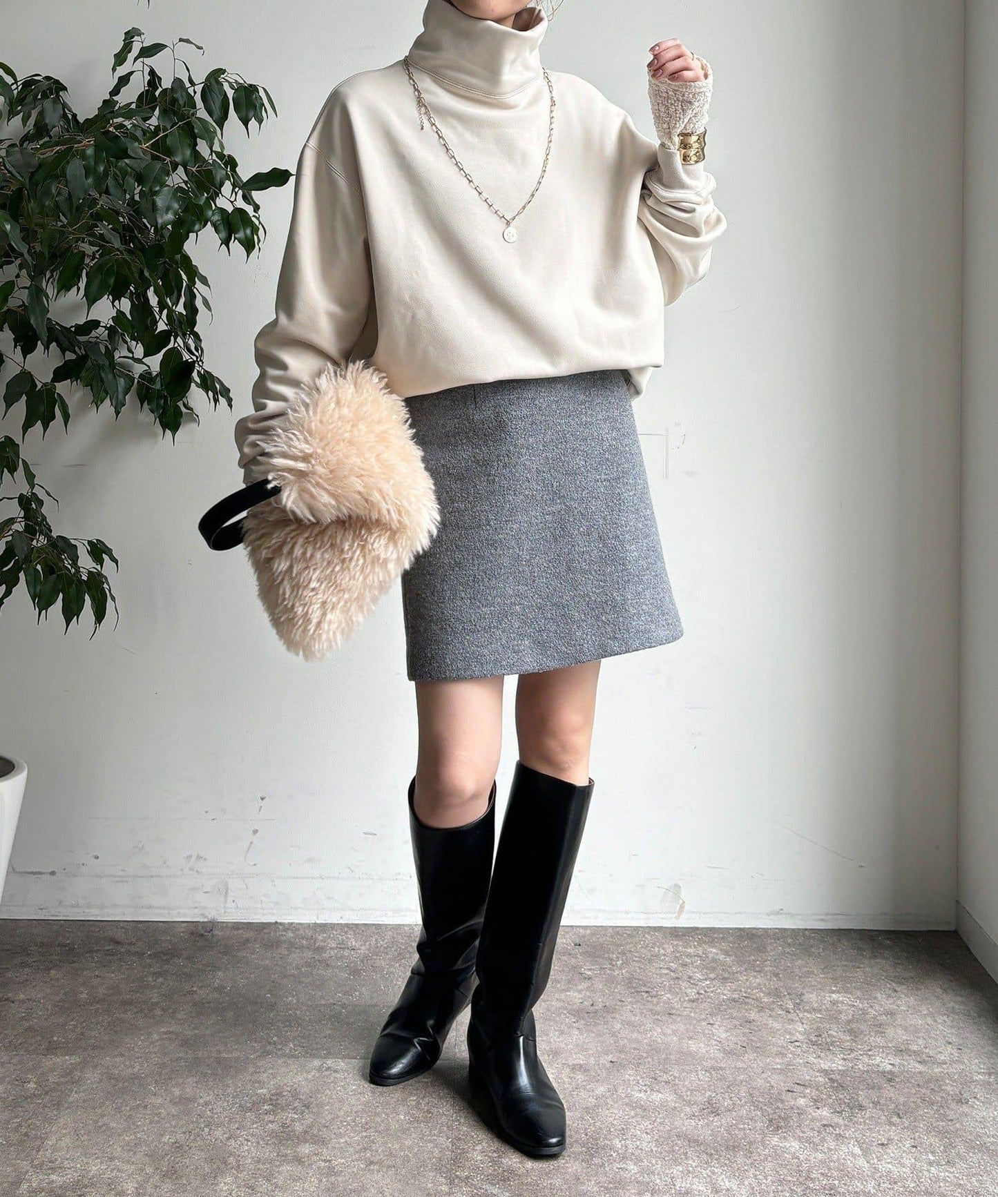 加絨高領套頭衫