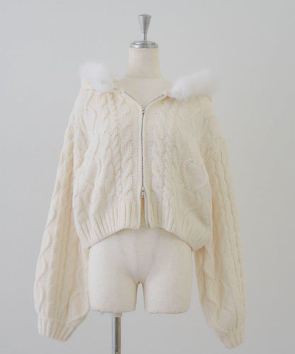 棉花糖觸感麻花絨連帽外套