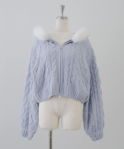 棉花糖觸感麻花絨連帽外套