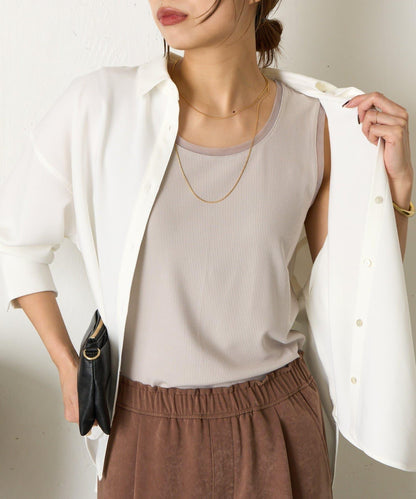帶網紗拼接羅紋背心