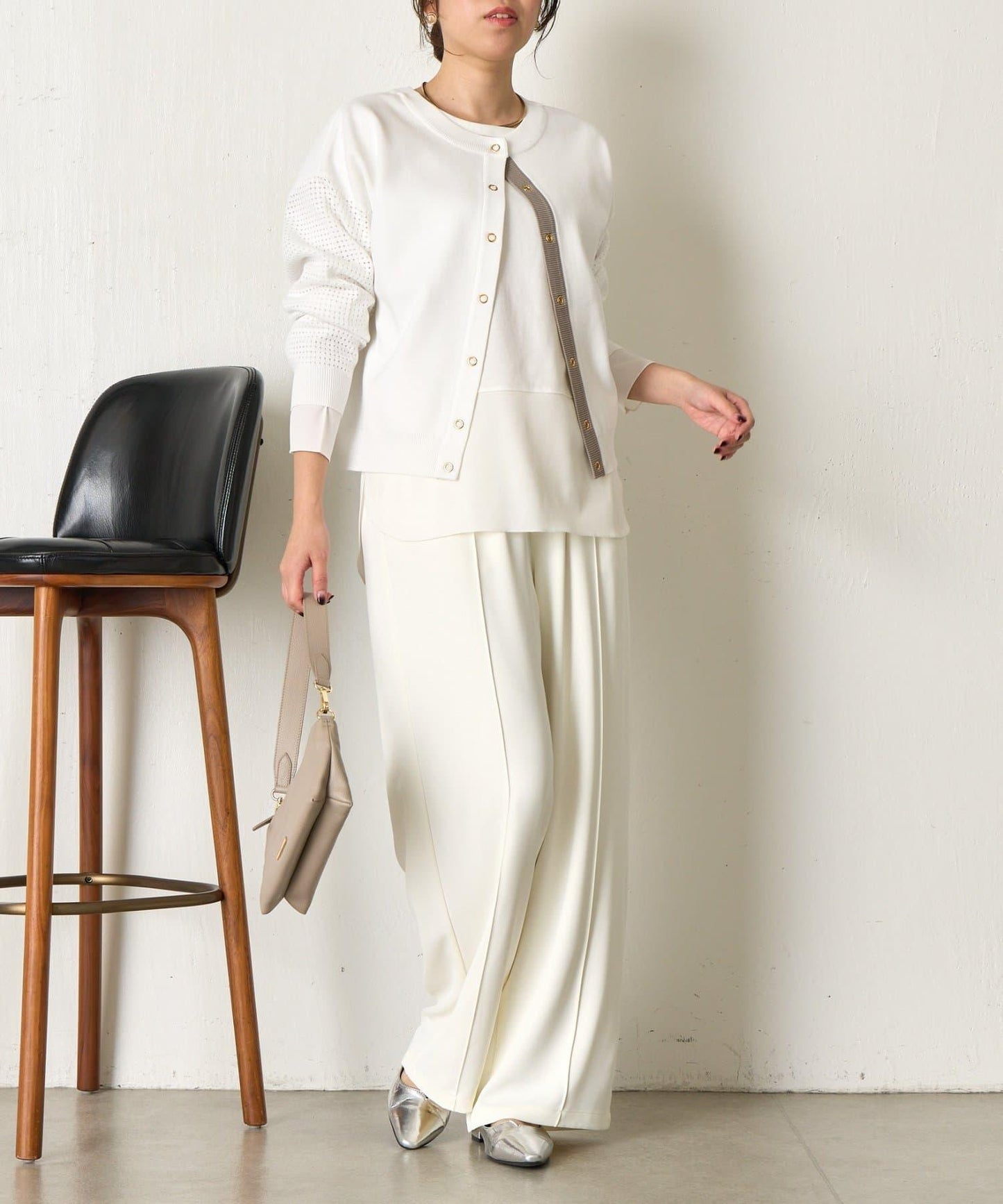 拼接袖網紗兩穿開衫