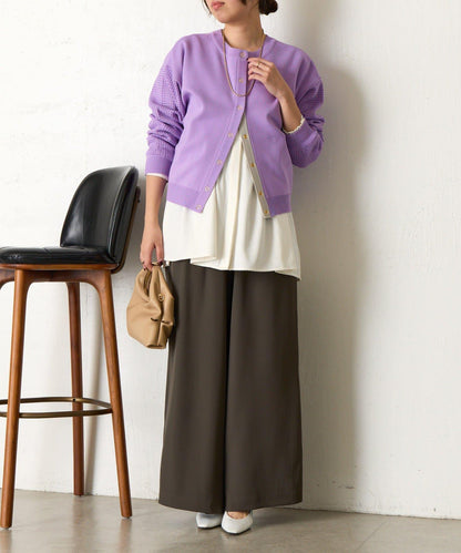 拼接袖網紗兩穿開衫