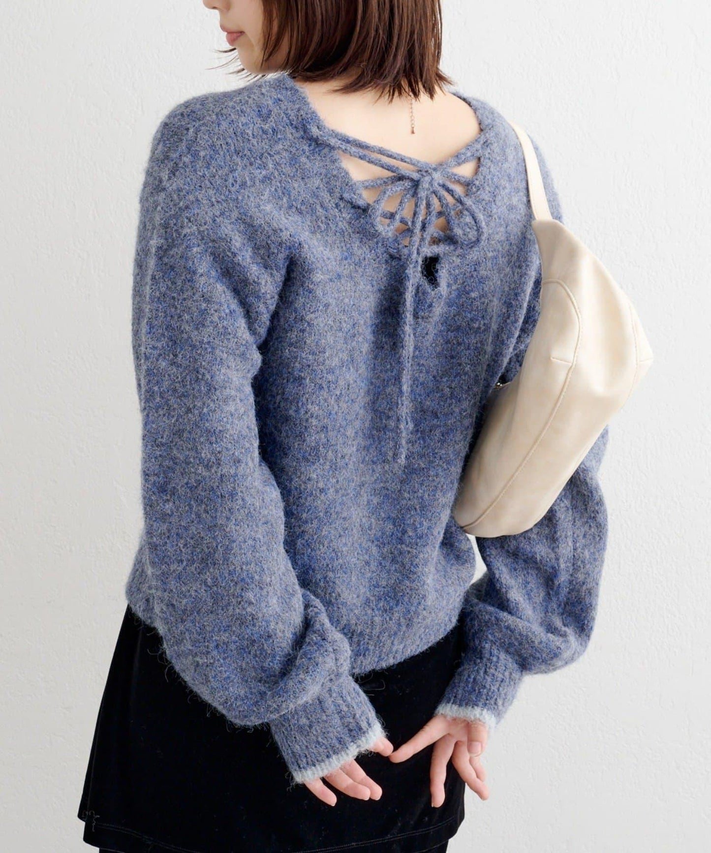 B繫帶針織套頭衫