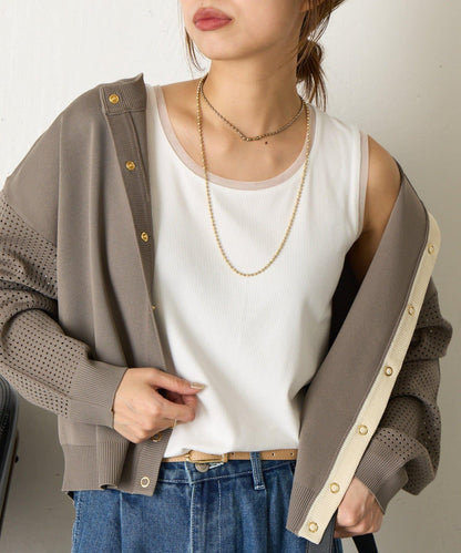 帶網紗拼接羅紋背心