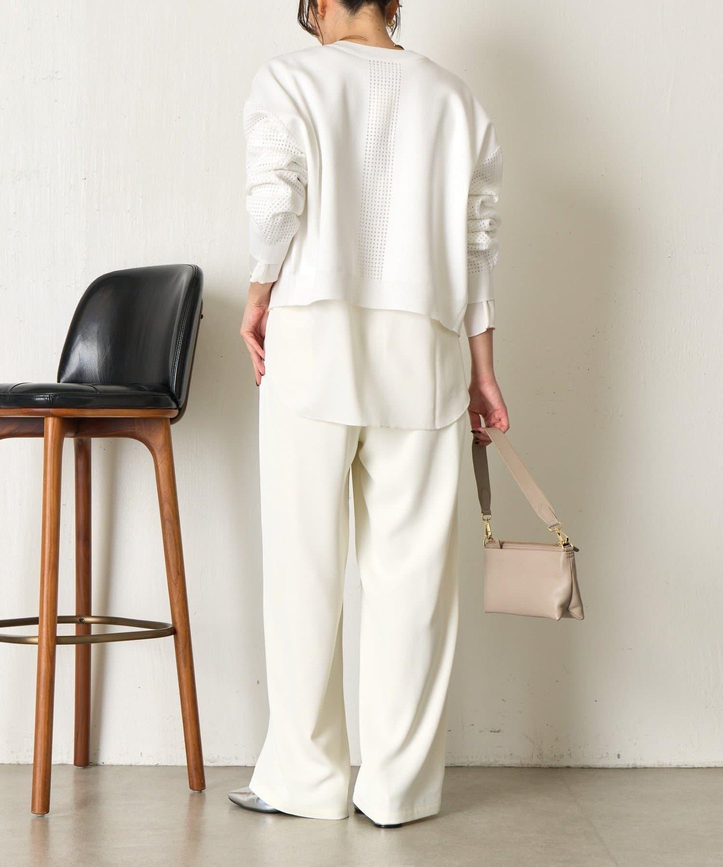 拼接袖網紗兩穿開衫