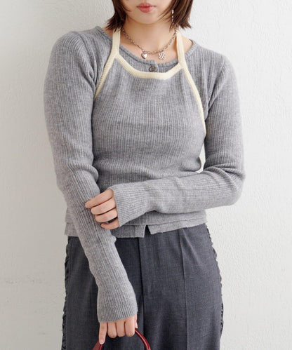 【2WAY】B 吊帶背心套裝開衫