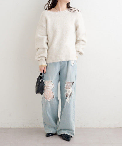 B繫帶針織套頭衫