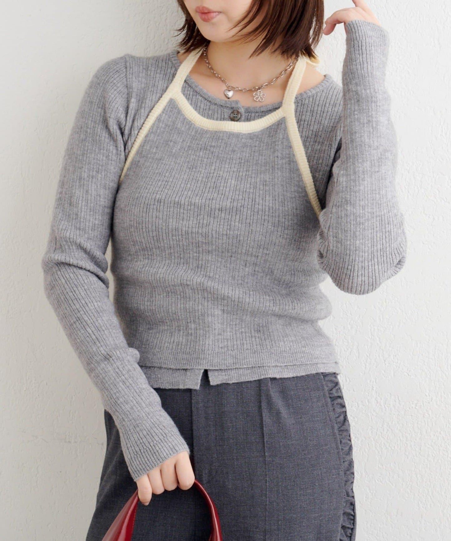 【2WAY】B 吊帶背心套裝開衫