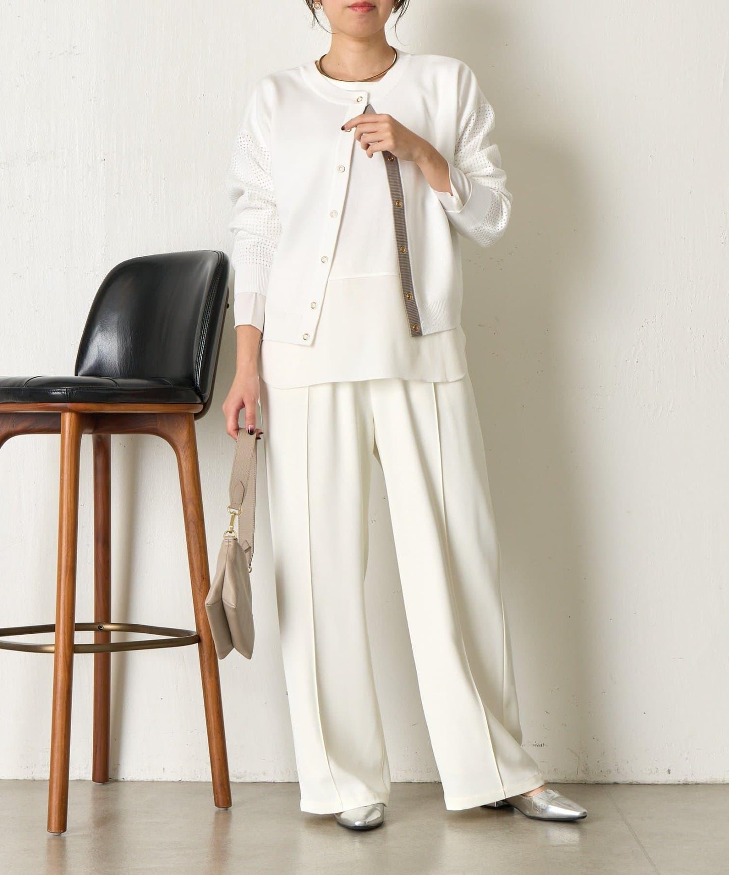 拼接袖網紗兩穿開衫