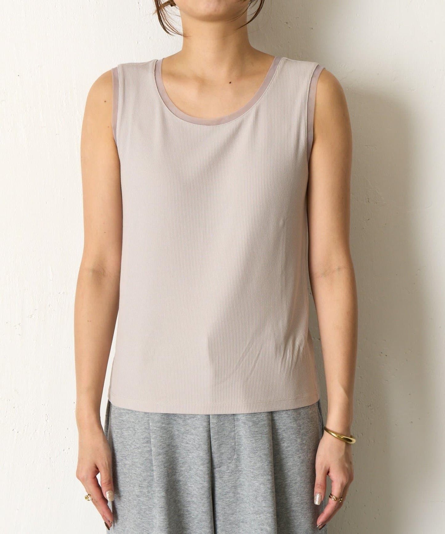 帶網紗拼接羅紋背心