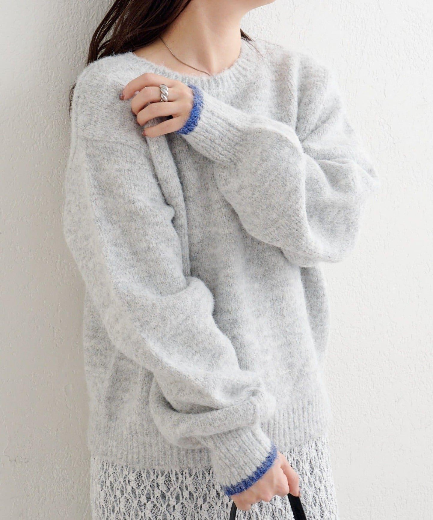 B繫帶針織套頭衫