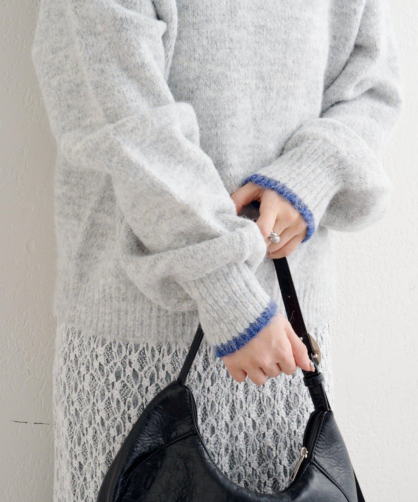 B繫帶針織套頭衫