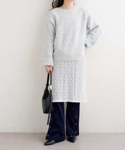 B繫帶針織套頭衫