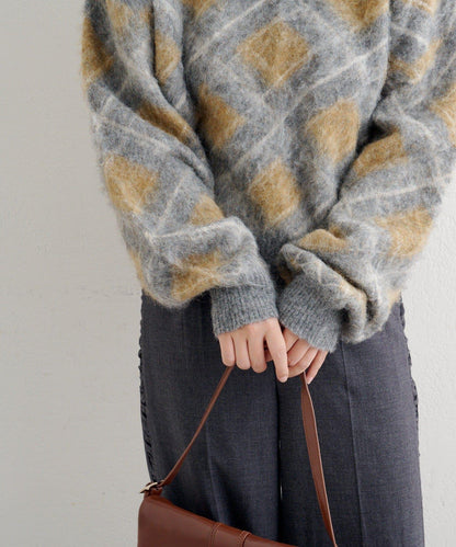 B 菱格針織套頭衫