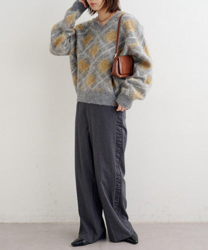 B 菱格針織套頭衫